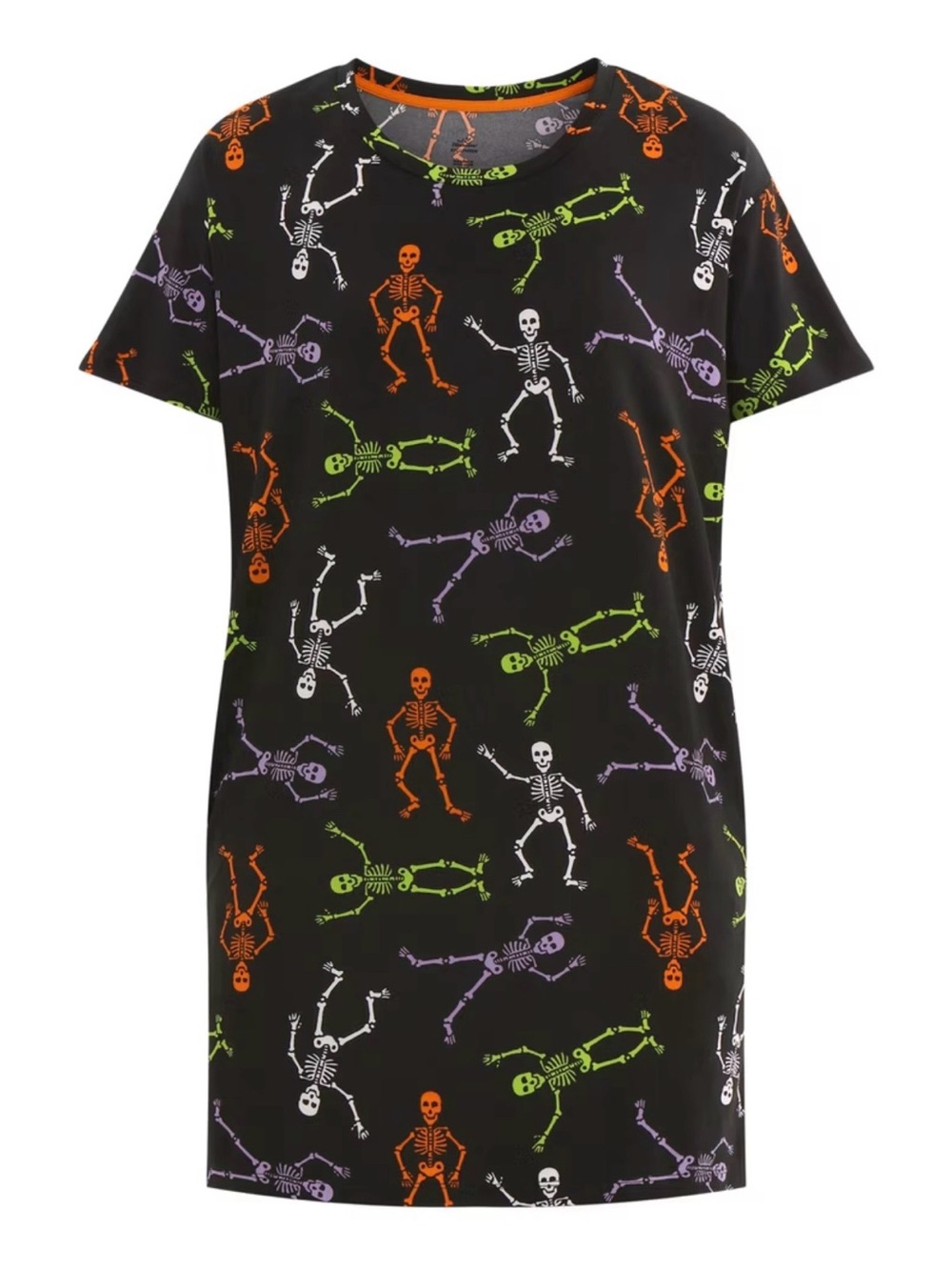 💀Black Halloween Skeleton Pajama Dress with Pockets Size 2X